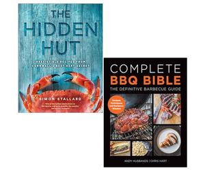 The Hidden Hut By Simon Stallard & Complete Bbq Bible The Definitive Barbecue Guide By Andy Husbands, Chris Hart 2 Books Collection Set