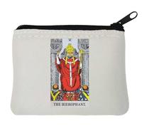 The Hierophant Tarocco Card Art Logo Neoprene Coin Pouch 10x11cm Bianco, bianco, Taglia unica