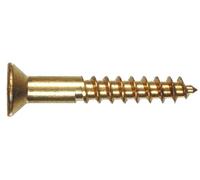 The Hillman Group 1933 8 x 1 - 1/2 Brass Flat Head Slotted Wood Screw 20-pack