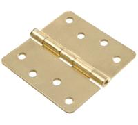 The Hillman Group 852614 4-Inch Residential Door Hinge with 1/4-Inch Round Corner Removable Pin Full Mortise, Satin Brass