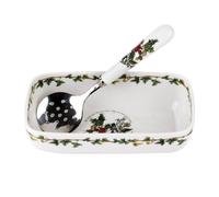 The Holly & Ivy Cranberry Piatto e Cucchiaio scanalato, Ceramica, Multicolore