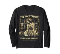 The Holy Trinity Squat Bench Deadlift Jesus Lifter Maglia a Manica