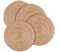 The Home Talk Set of 4 Braided Jute placemats, 35 cm Round, 4 Piece Set, Best for Bed-Side Table/Center Table, Dining Table/Shelves- Natural Beige