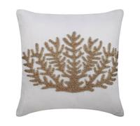 The HomeCentric Avorio Set di 2, 60x60 cm Lino Di Cotone Euro Pillow Sham, Corallo, Alghe, In Rilievo Cotone Euro Sham Covers, Stile Spiaggia Creature Marine Federa Per Cuscino - Gold Coral Hunt