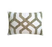 The HomeCentric Bianco Decorativo Fodera per Cuscino Lombare 30x60 cm | Set di 2 Boho Cotone Fodera per Cuscino Geometrico | Reticolo Geometrico in Pizzo Federe per Divano, sofà - Interlace Trellis