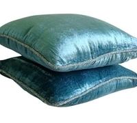 The HomeCentric Blu Set di 2, 60x60 cm Velluto Federa Letto, Fodere Per Cuscino, Contemporaneo Tinta Unita Federa Divano - Blue Shimmer