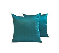 The HomeCentric Decorativo Blu verde acqua Fodera per cuscino Set di 2, 40x40 cm Seta artistica Cuscino Seta solida e bicolore, Fodera per cuscino, Moderno Fodera per cuscino - Teal Blue Luxury