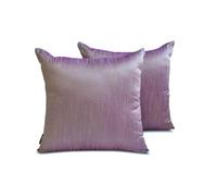 The HomeCentric Decorativo Crema e viola Fodera per cuscino Set di 2, 40x40 cm Seta Cuscino Solido, Fodera per cuscino, Solido Cuscino, Moderno Fodera per cuscino - Cream Purple Luxury