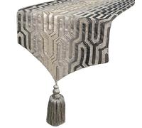 The HomeCentric Decorativo Grigio Runner da tavola, 40 x 225 cm Jacquard Runner da tavola, Perline, Nappe, Geometrico Biancheria da tavola, Moderno Decorazioni per Matrimoni - Grey Pinnacle