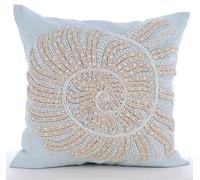 The HomeCentric Federe decorative per cuscini, federe per cuscini in cotone e lino azzurro chiaro 40x40 cm, decorazioni con creature marine, federe da spiaggia di design, Pasqua - Swirl Twirl