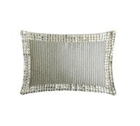 The HomeCentric Grigio Decorativo Fodera per Cuscino Lombare 30x50 cm | Set di 2 Moderno Raso Fodera per Cuscino A Strisce | Cristallo Ricamato a Mano Federe per Divano, sofà - Radiant Charm