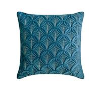 The HomeCentric Lusso Verde acqua Fodera per cuscino, 40x40 cm Velluto Cuscino Geometrico, Testurizzato, Ricamo Zari, Fodera per cuscino, Moderno Fodera per cuscino - Enchanted Teal