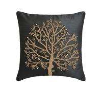 The HomeCentric Nero 50x50 cm Art Silk Fodere per cuscini da divano, Albero, In Rilievo Seta Federa Divano, Contemporaneo Natura e Fiori Federa Guanciale - Celebrated Tree