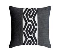 The HomeCentric Nero Decorativo Fodera per cuscino 65x65 cm | Set di 2 Moderno Biancheria Fodera per cuscino Gemmetica | Boho, fatto a mano Federe per divano, sofà e camera da letto - Black Labyrinth