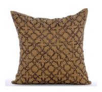 The HomeCentric Oro 50x50 cm Art Silk Cuscino Home Decor, Traliccio, Reticolo, Perline Seta Fodera Per Cuscino, Moderno Marocchino Fodere per cuscini Accent - Gold Celebration