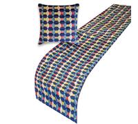 The HomeCentric Runner da letto blu per letto king size e queen size, in velluto, decorativo, 218,4 x 45,7 cm, runner da letto con due federe, sciarpa da letto geometrica, decorazione per camera da