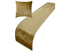 The HomeCentric Runner da letto decorativo Oro, Runner da letto Queen 185x45 cm CON 2 cuscino Velluto Velluto Moderno - Gold Velvet Plush
