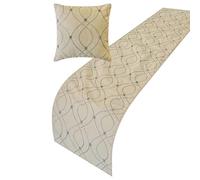 The HomeCentric Runner da letto per letto king size e queen size, in cotone e lino, decorativo, 218,4 x 45,7 cm, runner da letto senza federa, motivo geometrico, sciarpa decorativa per camera da letto