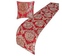 The HomeCentric Runner da letto per letto king size e queen size, in jacquard, decorativo, 218,4 x 45,7 cm, runner da letto senza federa, sciarpa damascata per camera da letto - damascato cremisi