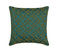 The HomeCentric Teal Blue 40x40 cm Art Silk Cuscini di tiro per divano, Grata, Traliccio, Perline Blu Seta Cuscino Divano, Moderno Geometrico Federa - Teal Geometry
