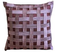 The HomeCentric Viola Set di 2, 45x45 cm Art Silk Fodere per cuscini, A Scacchi, Tessuto Di Cestino, Struttura Seta Federe per cuscini, Contemporaneo Geometrico - Purple N Plum Basket Weave
