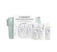 The Honest Company Babe's Mini Must Haves Gift Set | Travel Size Lavender Shampoo + Body Wash (2 fl oz), Face + Body Lotion (1 fl oz), Organic All Purpose Balm (.75 oz), Reusable Pouch