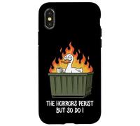 The Horrors Persist But So Do I Dumpster Funny Duck Lover Custodia per iPhone X/XS
