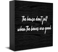 The House Don'T Fall When The Bones Are Good cartello decorativo divertente per ufficio scatola di legno cartello decorazione casa ufficio rustico casa fattoria quadrata cartello decorativo per