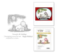 The House-Mouse Tree-mendous Christmas Collection - Set di timbri in gomma con scritta "Unwrapping Memories", colore: rosso