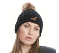 The House Of Dog: Cappello unisex ricamato con pompon in finta pelliccia e pompon in maglia grossa super morbido unisex, Senape, Taglia unica