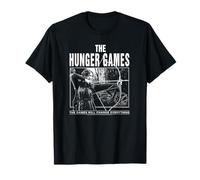 The Hunger Games Black and White Katniss Action Movie Maglietta