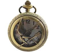 The Hunger Games Mockingjay Black Half Hunter mano vento meccanico orologio da tasca portachiavi con regalo catena
