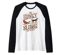 The Husky Sleigh Co Classic Siberian Huskies - Vintage Maglia con Maniche Raglan