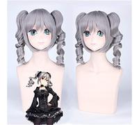 The Idol Master Cenerentola Girls Kanzaki Ranko Parrucca Cosplay Capelli sintetici ricci grigi con chip Coda di cavallo Parrucche anime