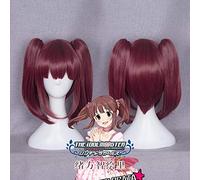 THE IDOLM CINDERELLA GIRLS Parrucca cosplay Ogata Chieri 35cm Claw Clip Parrucca sintetica per capelli coda di cavallo per donna Ragazza Anime Vino rosso