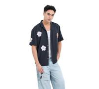 The Indian Garage Co Camicia Resort da uomo con applicazioni rilassate, Blu navy, 50