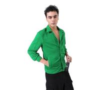The Indian Garage Co Uomini Regular Fit Self Design Spread Collar Maniche Piene Casuale Shacket, Verde Sport, M