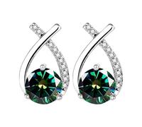 The Inlaid Fishtail Zircon Earrings Shine Brightly Perfectly Showing The Elegant Temperament and Personality. Orecchini in argento 925, Taglia unica, lega di zinco, Nessuna pietra preziosa