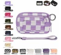 The Iris' Wallet 2nd Gen, The Iris Pouch Wristlet, Zip Card Case with ID Window/Hand Strap, for Travel Credit Card Holder (Light Purple-B)