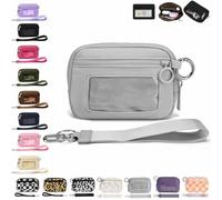 The Iris' Wallet 2nd Gen, The Iris Pouch Wristlet, Zip Card Case with ID Window/Hand Strap, for Travel Credit Card Holder (Light Gray)