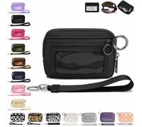 The Iris' Wallet 2nd Gen, The Iris Pouch Wristlet, Zip Card Case with ID Window/Hand Strap, for Travel Credit Card Holder (Black)