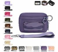 The Iris' Wallet 2nd Gen, The Iris Pouch Wristlet, Zip Card Case with ID Window/Hand Strap, for Travel Credit Card Holder (Purple-A)