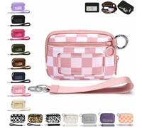 The Iris' Wallet 2nd Gen, The Iris Pouch Wristlet, Zip Card Case with ID Window/Hand Strap, for Travel Credit Card Holder (Pink-B)