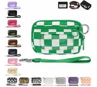 The Iris' Wallet 2nd Gen, The Iris Pouch Wristlet, Zip Card Case with ID Window/Hand Strap, for Travel Credit Card Holder (Green-B)