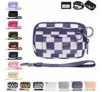The Iris' Wallet 2nd Gen, The Iris Pouch Wristlet, Zip Card Case with ID Window/Hand Strap, for Travel Credit Card Holder (Purple-B)