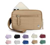 The Iris' Wallet 2nd Gen, The Iris' Wallet, Wristlet Wallets Waterproof Nylon Quilted Wallet With 3 Zipper Purse for Travel Credit Card Holder (Khaki)