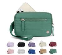 The Iris' Wallet 2nd Gen, The Iris' Wallet, Wristlet Wallets Waterproof Nylon Quilted Wallet With 3 Zipper Purse for Travel Credit Card Holder (Green)