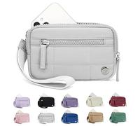 The Iris' Wallet 2nd Gen, The Iris' Wallet, Wristlet Wallets Waterproof Nylon Quilted Wallet With 3 Zipper Purse for Travel Credit Card Holder (Gray)