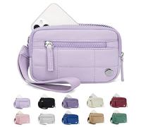 The Iris' Wallet 2nd Gen, The Iris' Wallet, Wristlet Wallets Waterproof Nylon Quilted Wallet With 3 Zipper Purse for Travel Credit Card Holder (Purpel)