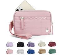 The Iris' Wallet 2nd Gen, The Iris' Wallet, Wristlet Wallets Waterproof Nylon Quilted Wallet With 3 Zipper Purse for Travel Credit Card Holder (Pink)